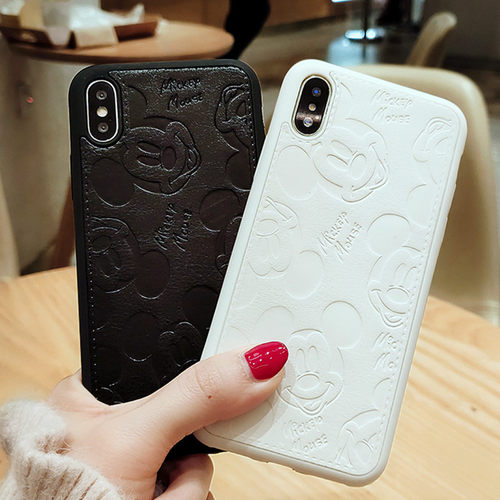 适用iPhone11promax手机壳苹果11硅胶软米奇头皮质11pro同款x情侣