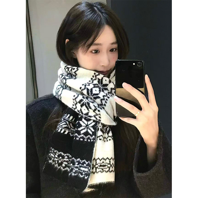 复古雪花费尔岛提花双面围巾女冬韩系氛围感毛线含羊毛保暖围脖男,服饰配件/皮带/帽子/围巾,围巾/丝巾/披肩,淘宝优惠券,粉丝福利购,淘宝优惠卷