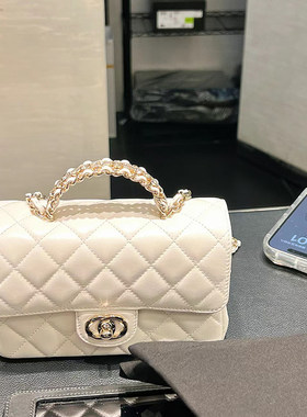 包包女式2024新款小香风菱格手提CF单肩斜跨手提包高级感轻奢中古