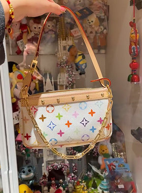 包包女式2025新款白三彩大麻将包腋下百搭手提小方包链条包印花包