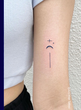 AnOther草本仿真ins风极简星月手臂纹身贴买一送一防水不反光