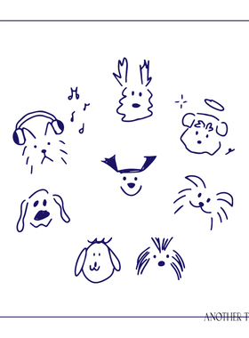 AnOther草本不反光ins可爱简笔画潦草小狗纹身贴买一送一防水持久