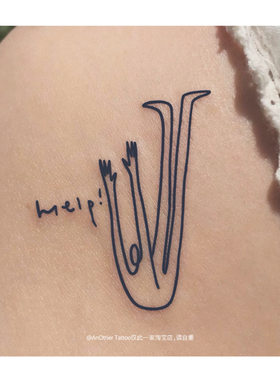 AnOther草本果汁仿真ins创意极简线条纹身贴买一送一不反光持久