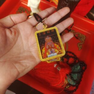 豪华方形金色唐卡妈祖唐卡吊坠饰品卡牌吊坠外壳唐卡十二生肖守护