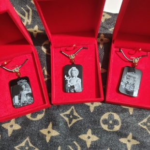 湄洲妈祖墨玉吊坠项链挂坠老料生肖本命佛玉石吊坠男女款挂件文创