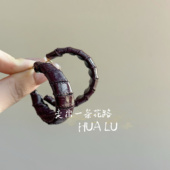 HUALU 城市猎人 复古港风棕色耳圈安可拉红色皮质c型秋冬耳环耳夹