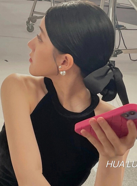 HUALU-【气质女郎】D家双面大珍珠赵露思同款经典高级感复古耳环