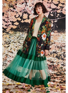 澳洲高端设计师TC 女款 100%亚麻 复古花卉印花夹克 外套