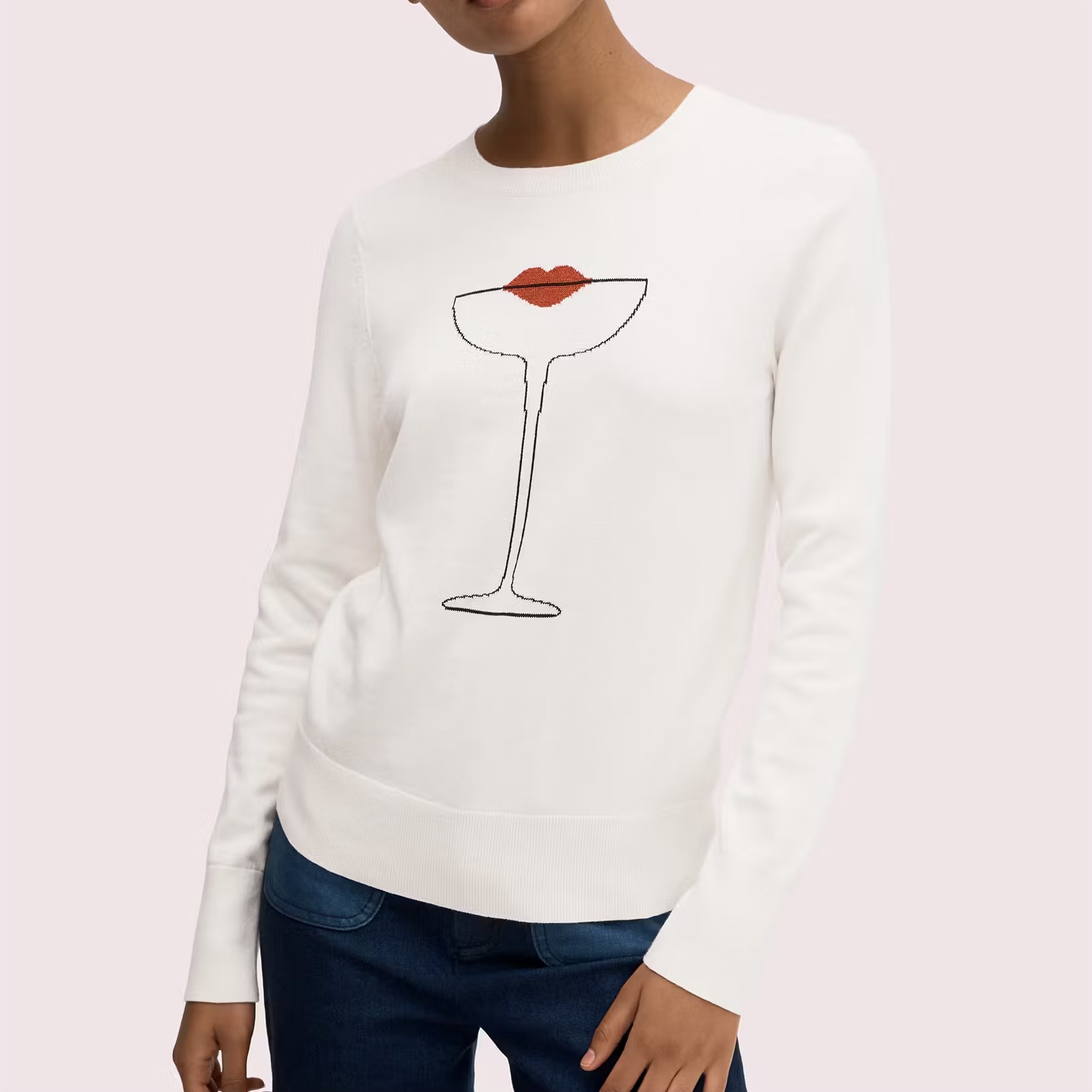 纽约轻奢KS图案嵌花针织衫