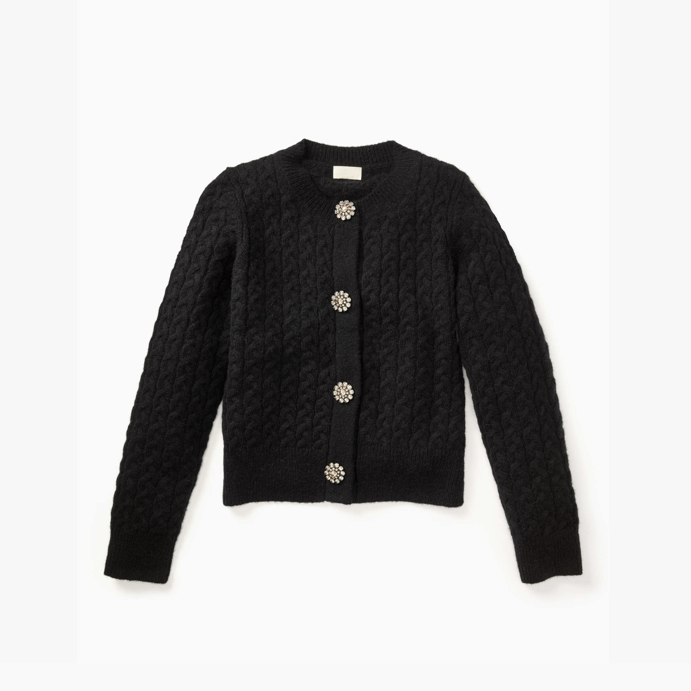 纽约轻奢KS黑色扭绳麻花针织开衫