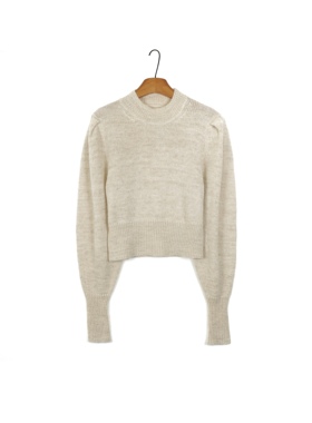 法系IM 女款 羊毛混纺 ROLPH 复古灯笼袖短款针织衫毛衣