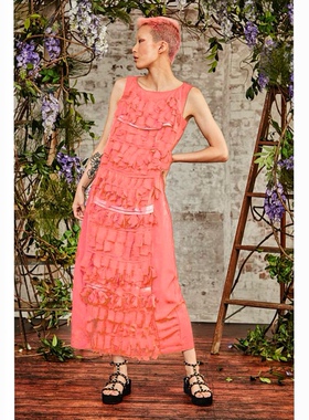 澳洲高端设计师TC 女款 复古荷叶边叠层无袖连衣裙