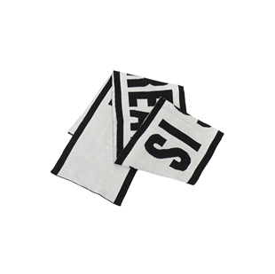 挪威户外E 羊毛混纺 复古字母提花保暖针织围巾