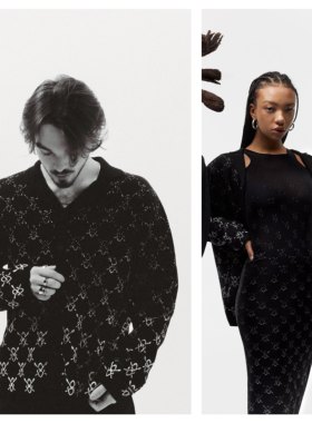 荷兰轻奢街头DP 无性别 棉质 复古老花渐变针织开衫 毛衣外套