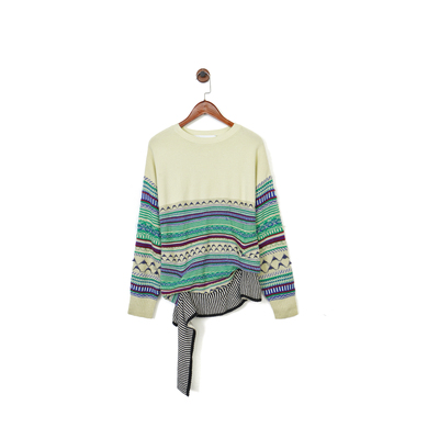 巴黎设计师C复古拼布羊毛针织衫