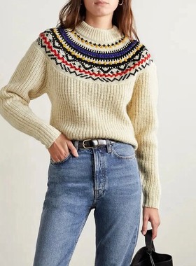 法系IM 女款 $595 Gil 费尔岛提花羊毛混纺针织衫 毛衣