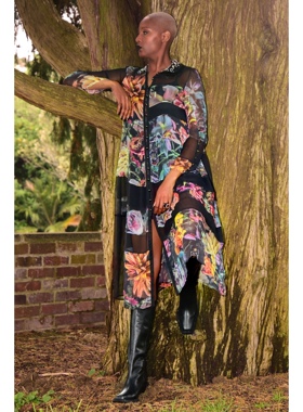 澳洲高端设计师TC 女款 $899 复古花卉网纱拼接珍珠衬衫连衣裙