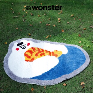 「两脚怪·浪漫的大废物地毯」加厚植绒工艺 原创可爱地垫猫猫新