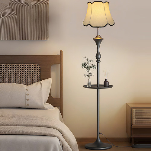 美式复古置物架落地灯茶几台灯
