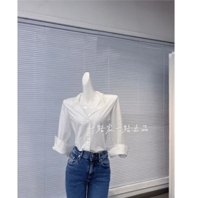 同款v领耀眼别致妍宽松衬衫白色百搭上衣通勤许职场许我赵露思女
