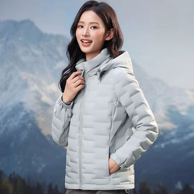 户外出游轻薄羽绒服女可拆卸帽