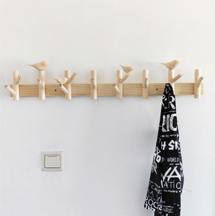 山里人手工木制挂钩小鸟衣架客厅墙壁创意衣帽钩宾馆卧室玄关壁挂