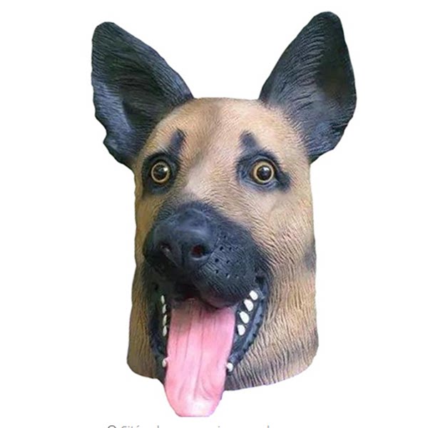 新款神犬小七警犬牧羊犬面具万圣节派对动物面具吓人狗头乳胶头套