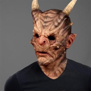 2022新款 魔獸世界面具萬圣節(jié)恐怖牛角混頭套角色扮演鬼屋密室道具