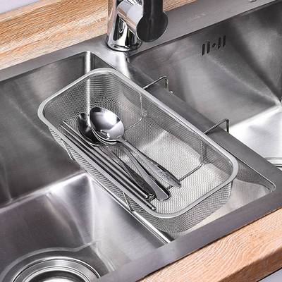 不锈钢水槽沥水篮厨房剩饭剩菜过滤神器洗碗池悬挂网沥水架置物架