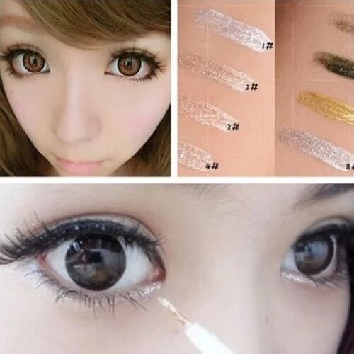 日系原宿彩色提亮泪眼妆