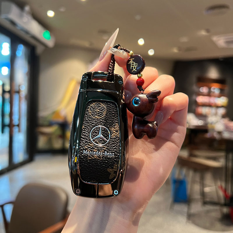 适用奔驰钥匙套e级e300l/e260l壳c级c260l包a200l/glc/gle老花扣