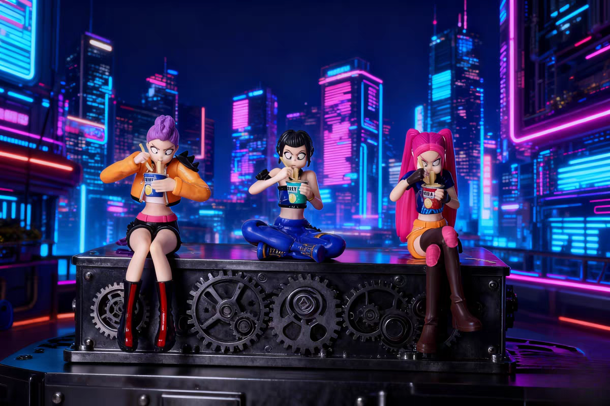 全款现货猎魔女团泡面机箱摆件三人组优质手办模型雕像礼物