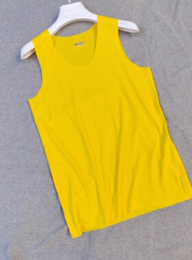 无痕莫代尔背心男士薄款内穿打底本命年金黄色加肥码背心内裤