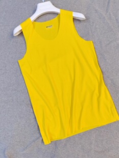 无痕莫代尔背心男士薄款内穿打底本命年金黄色加肥码背心内裤