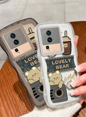 iqooneo7手机壳11/10/pro/8/7/5/neo/3/z5x/u5/z1/se/9/s女6透明保护套本命新年春节兔年红色大波浪小熊