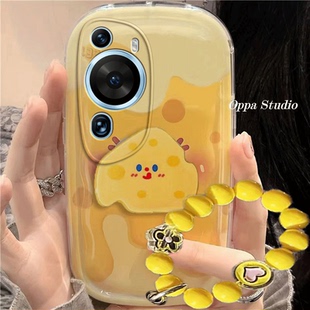 华为p60/60pro/p60art手机壳可爱黄色奶酪p60/60pro/p60art卡通适用新款防摔硅胶软女创意全包气垫保护套