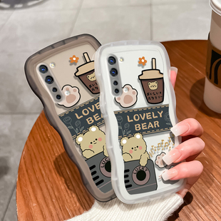 oppok7手机壳k7透明软壳防摔男女大波浪液态硅胶情侣可爱条纹小熊