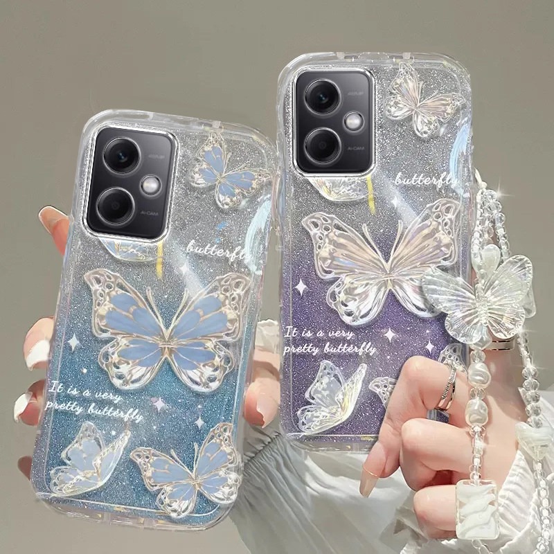 红米note12手机壳红米note 13透明11蝴蝶套全包PRO+防摔E潮R奢华14高档10手链8闪粉9男女10a潮7薄5款新redmi