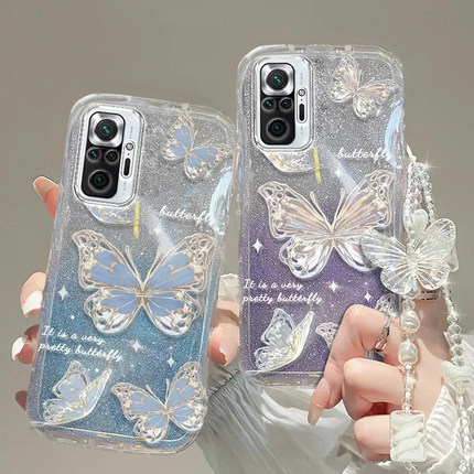 红米note10PRO手机壳红米note 13透明12蝴蝶套全包+防摔T潮4奢华14高档11手链8闪粉9男女10a潮7薄5款6新redmi