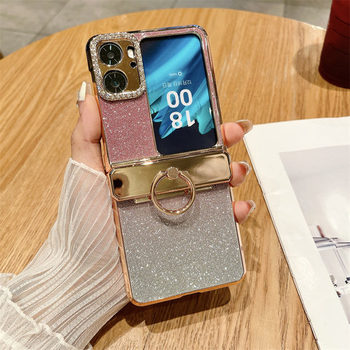 oppo Find N2Flip手机壳oppoFind N2Flip折叠屏oppoFindN2Flip壳膜一体保护套女晶莹闪粉繁星女神星空洛可可