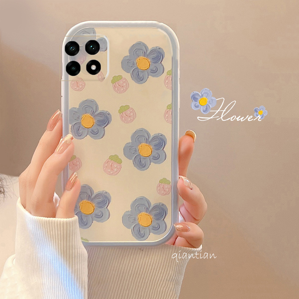 oppo Reno8手机壳Reno8pro创意可爱全包闺蜜防摔蓝花潮款仙女清新