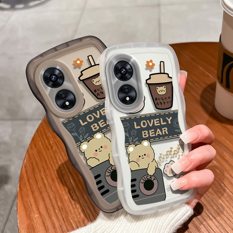 oppo a97手机壳a5/a3/a11x/a72/a93s/a8/A96透明全包保护套本命新年春节兔年红色大波浪小熊