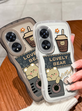 oppo a97手机壳a5/a3/a11x/a72/a93s/a8/A96透明全包保护套本命新年春节兔年红色大波浪小熊