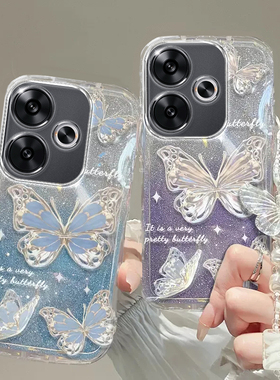 红米Turbo4手机壳3红米note 12透明11蝴蝶14套全包PRO+防摔E潮R奢华13高档10手链8闪粉9男女10a潮7薄5新redmi