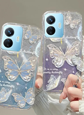 vivo Y77E手机壳Y70S透明Y7s蝴蝶Y71T套Y73全包Y79防摔Y75潮Y76S奢华Y81s高档Y83手链Y78闪粉Y85男女vivoY77E