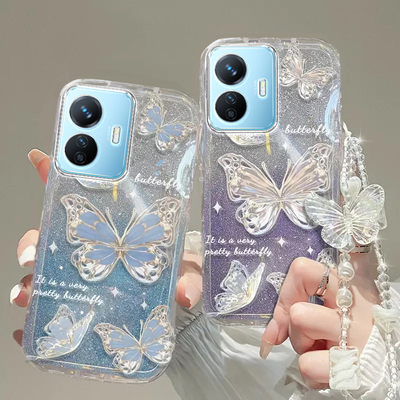 vivo Y77E手机壳Y70S透明Y7s蝴蝶Y71T套Y73全包Y79防摔Y75潮Y76S奢华Y81s高档Y83手链Y78闪粉Y85男女vivoY77E