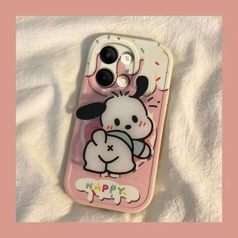 oppo reno9 手机壳男女新款可爱奶油帕恰狗兔年新年春节红色兔子全包硅胶套软壳防摔支架款防摔