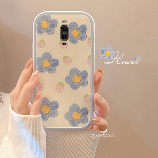 华为Mate9手机壳mate9pro创意可爱全包闺蜜防摔蓝花潮款MHA-AL00