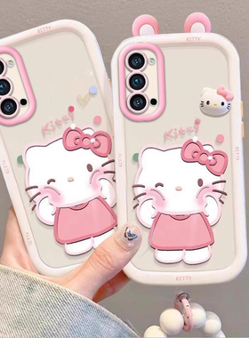 泡芙kt猫OPPOReno4壳PDPM00情侣全包防摔高级男女可爱套外壳