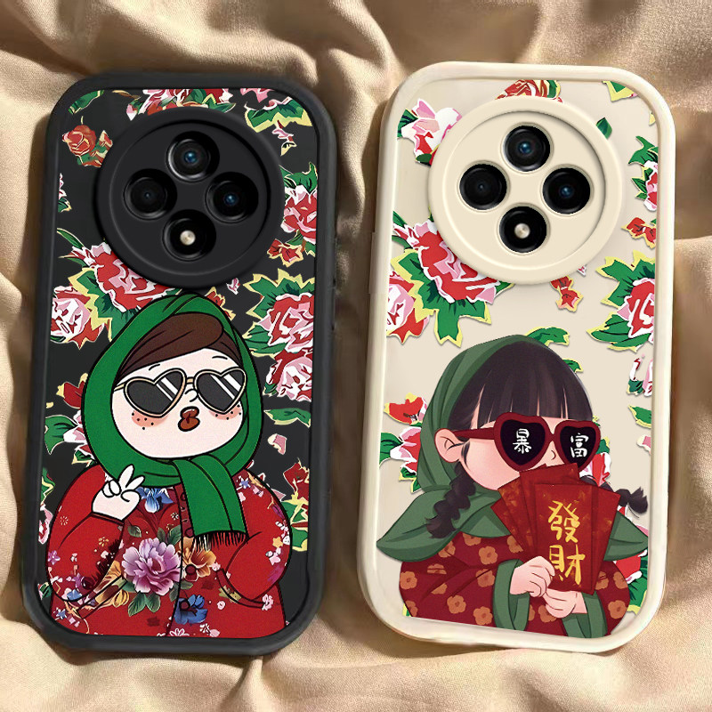 OPPO A3[5G]壳硅胶新款高档卡通A3Pro可爱全包套保护套软东北花袄